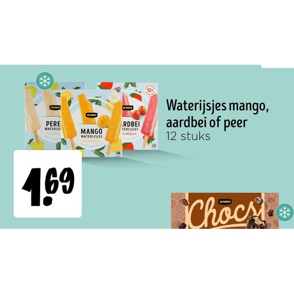 Waterijsjes mango, aardbei of peer