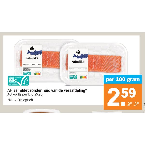 AH Zalmfilet zonder huid van de versafdeling*