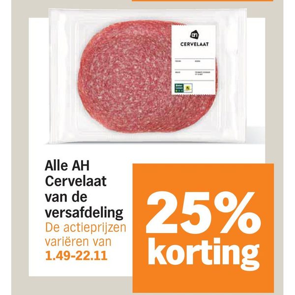Alle AH Cervelaat van de versafdeling