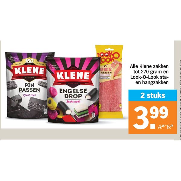 Alle Klene zakken tot 270 gram en Look-O-Look sta- en hangzakken