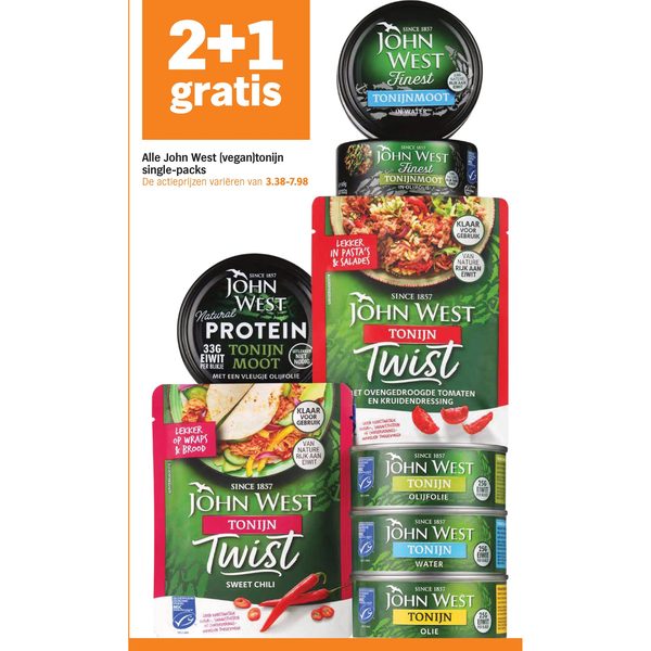 Alle John West (vegan)tonijn single-packs