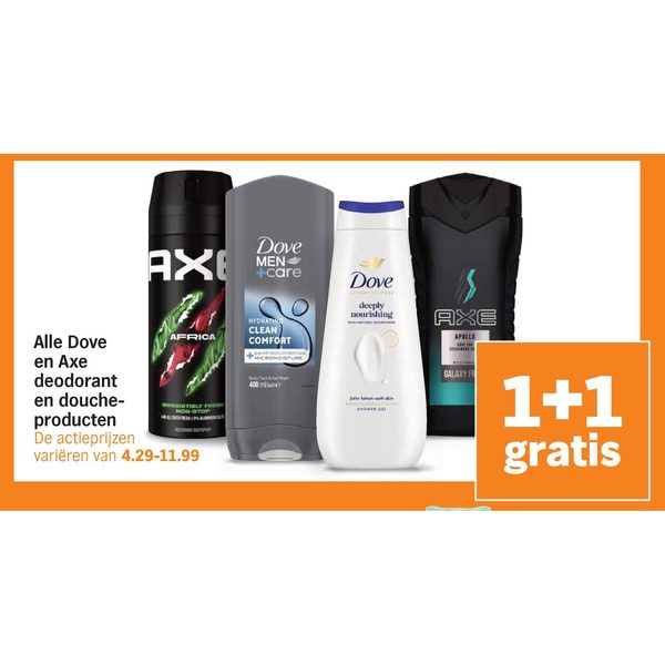 Alle Dove en Axe deodorant en douche-producten