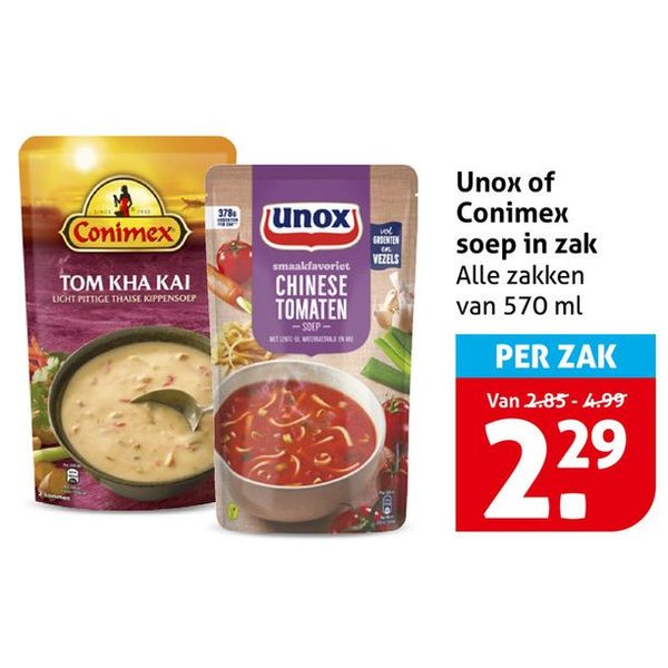 Unox of Conimex soep in zak