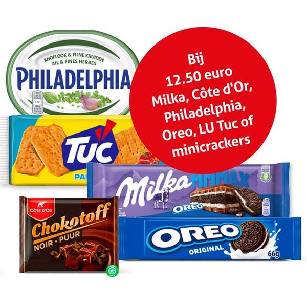 Milka, Côte d'Or, Philadelphia, Oreo, LU Tuc of minicrackers
