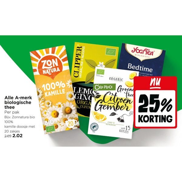 Diverse A-merk biologische thee